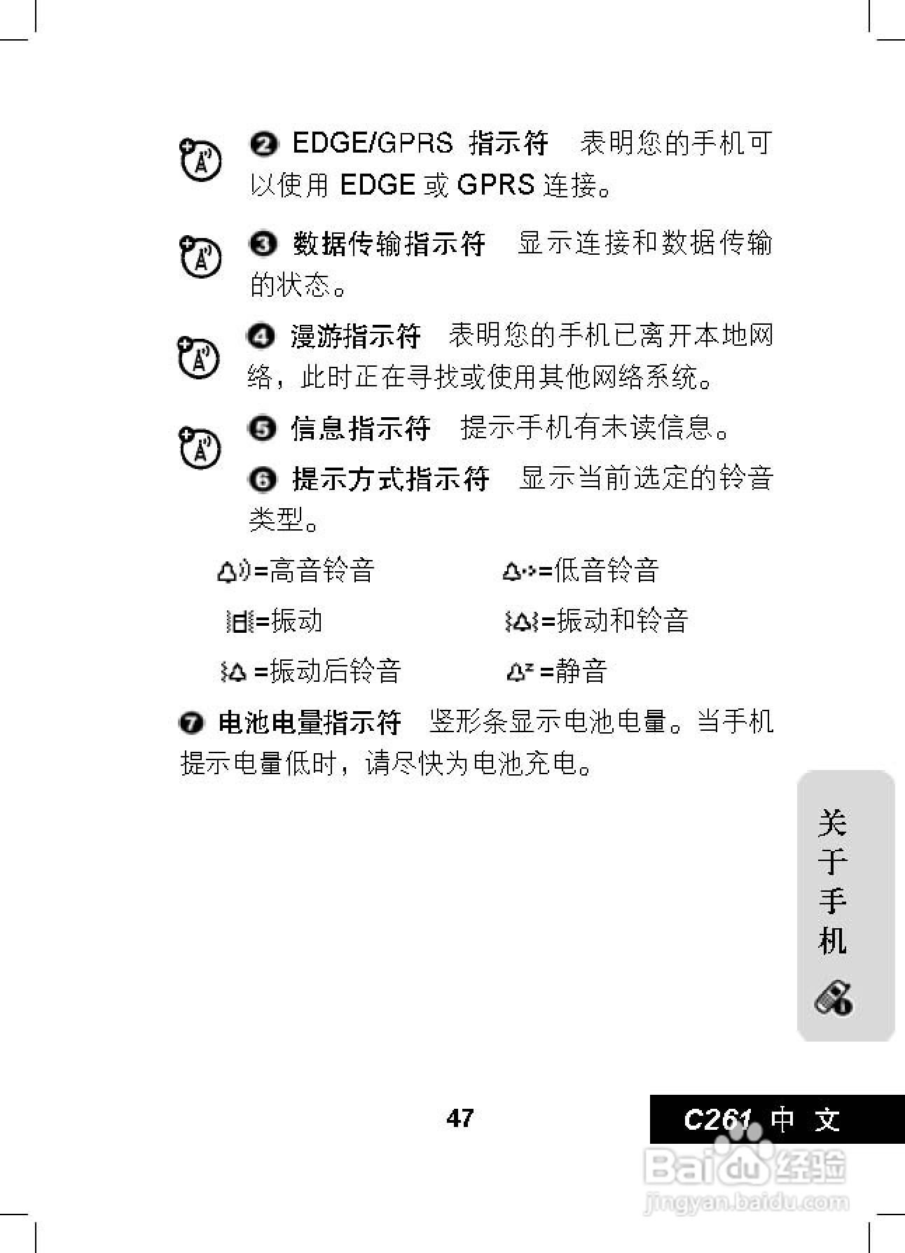 摩托罗拉C261手机使用说明书:[5]