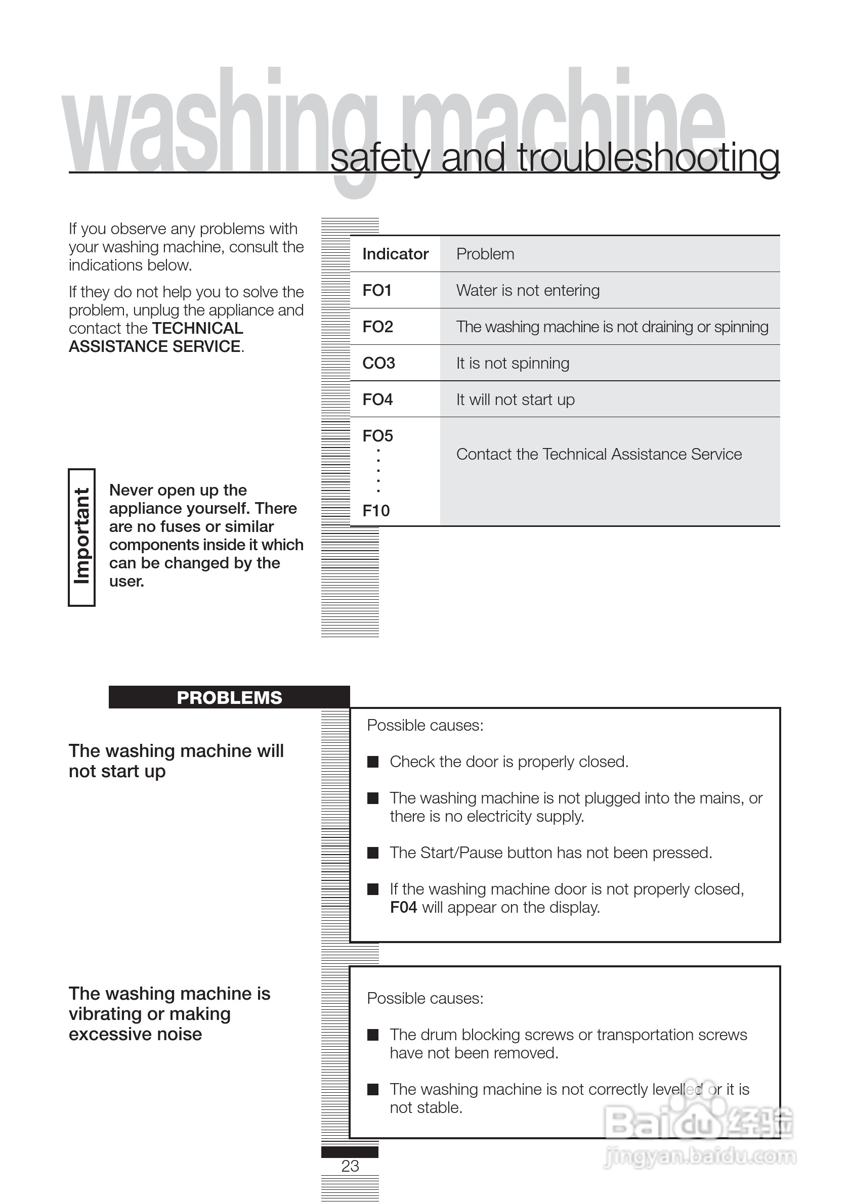 法国白朗WFD711A型前置式洗衣机干衣机说明书:[3]
