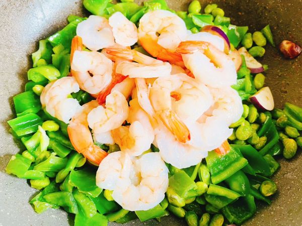 夏日虾尾青椒毛豆下饭菜