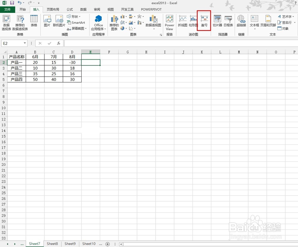 excel2013如何插入盈亏迷你图