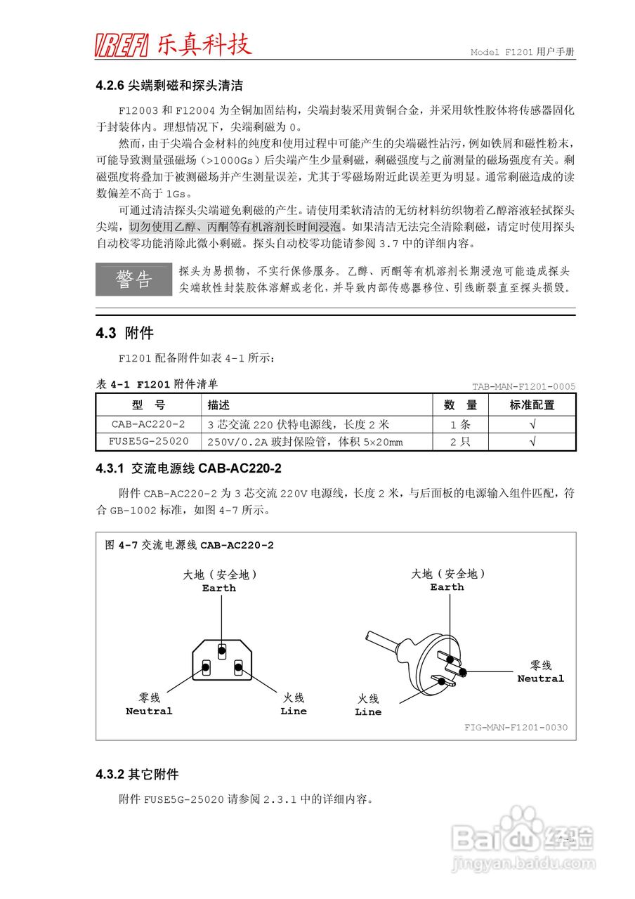 乐真科技程控高斯/特斯拉计 F1201 用户手册:[4]