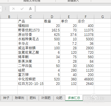 多张excel数据汇总