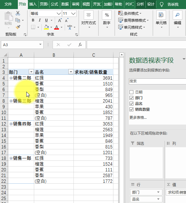 Excel:数据透视表