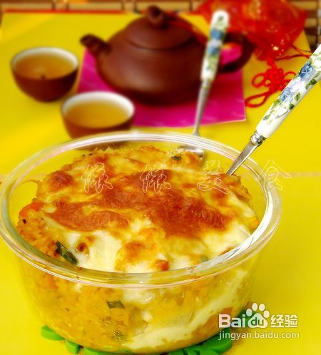 超级美味又营养的焗饭-----鸡丁南瓜酱焗饭