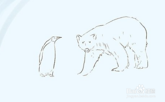 企鹅和北极熊简笔画图片