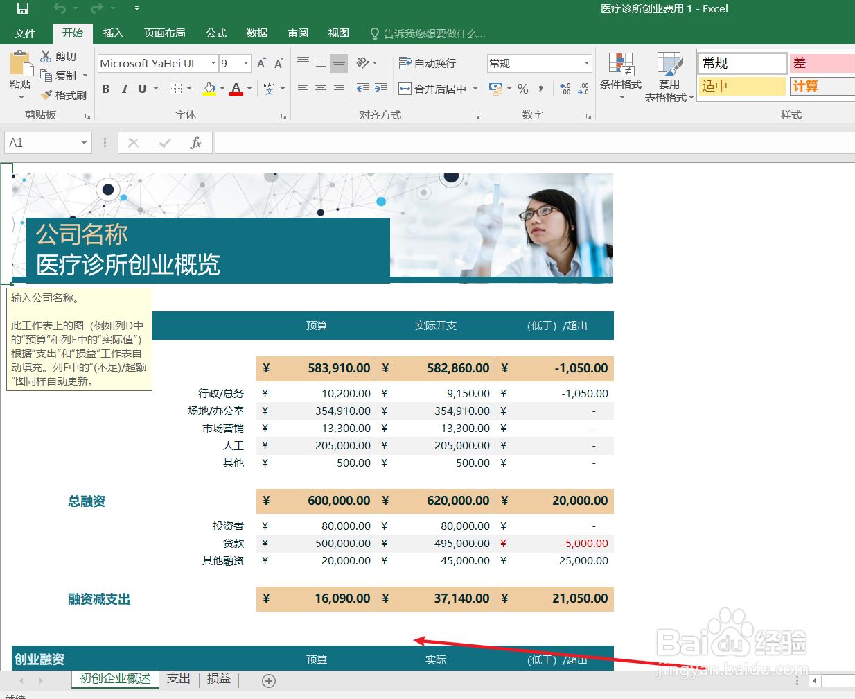 excel如何制作一份医疗诊所创业费用