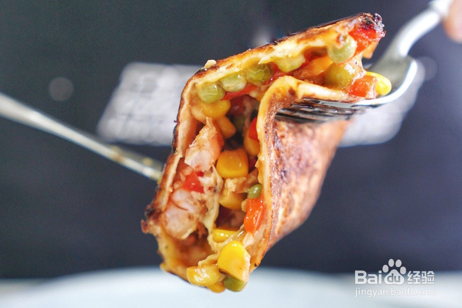 虾仁芝士煎可丽蛋饼的做法