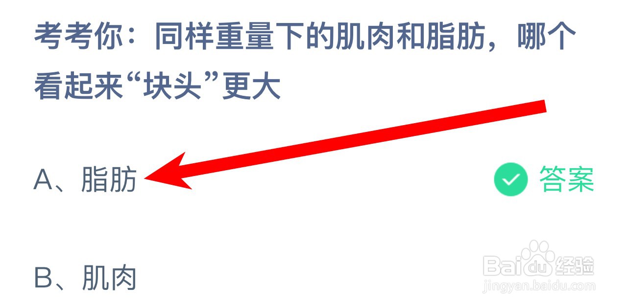 同样重量肌肉和脂肪哪个块头更大蚂蚁庄园答案