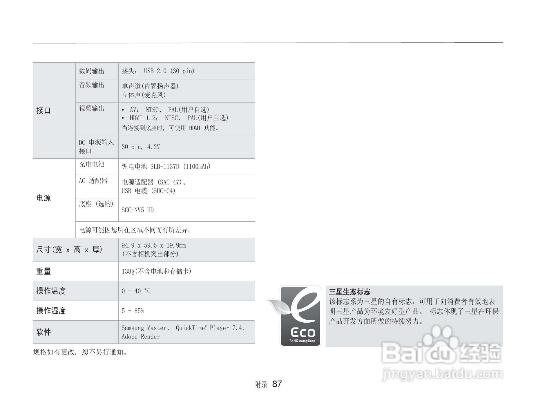三星NV100HD数码相机使用说明书:[9]