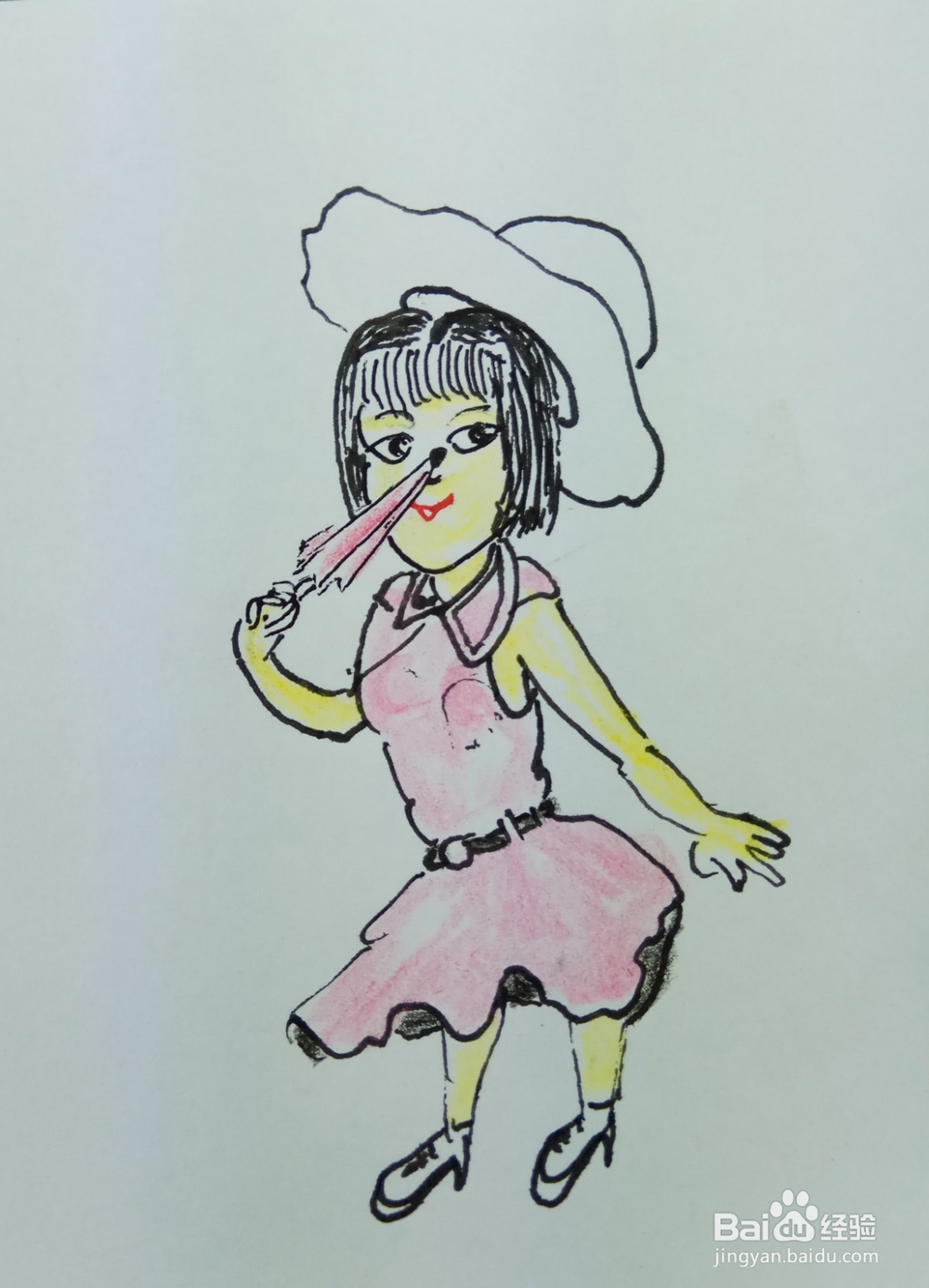 怎样画简笔画“爱打小伞的姑娘”