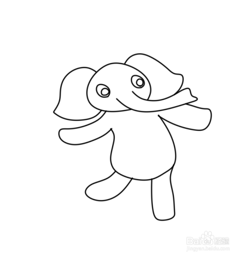 简笔画--q版在跳舞的大象画法