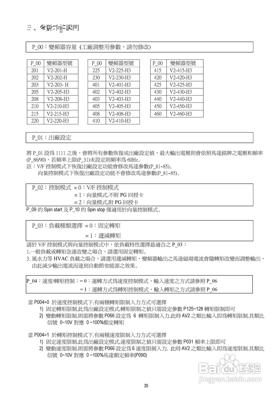 台安T-VERTER V2-460-H3变频器使用手册:[4]