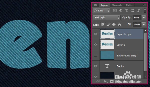 如何在Photoshop中制作缝合牛仔布文字效果