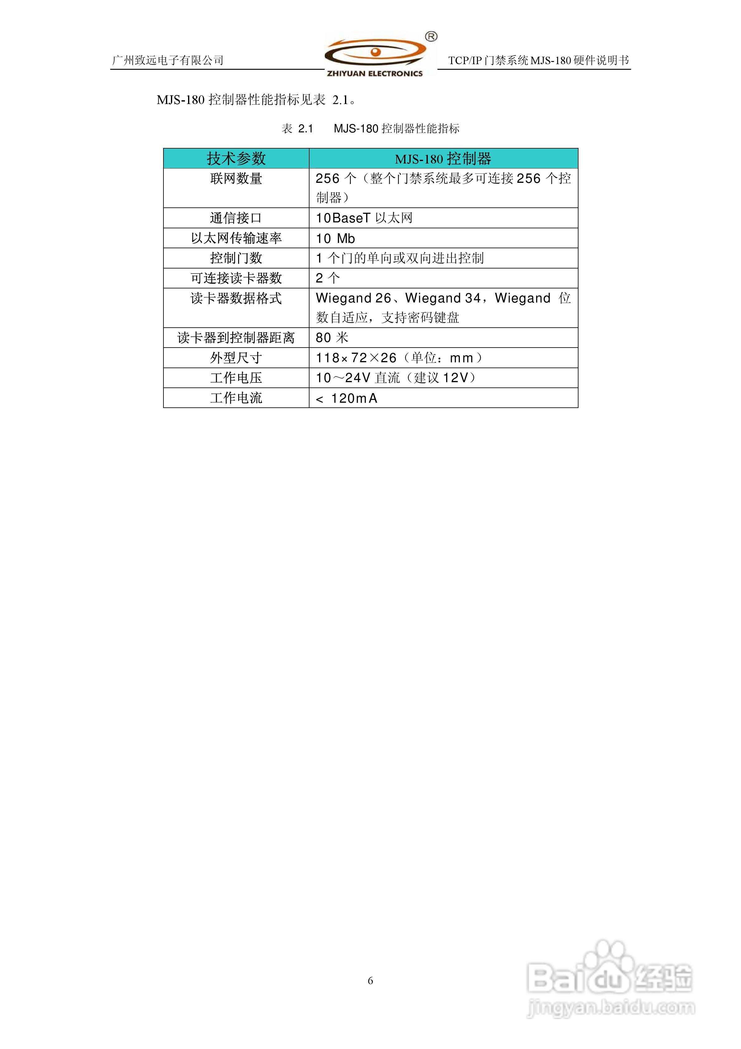 MJS-180 TCP IP门禁控制系统硬件使用说明书:[1]