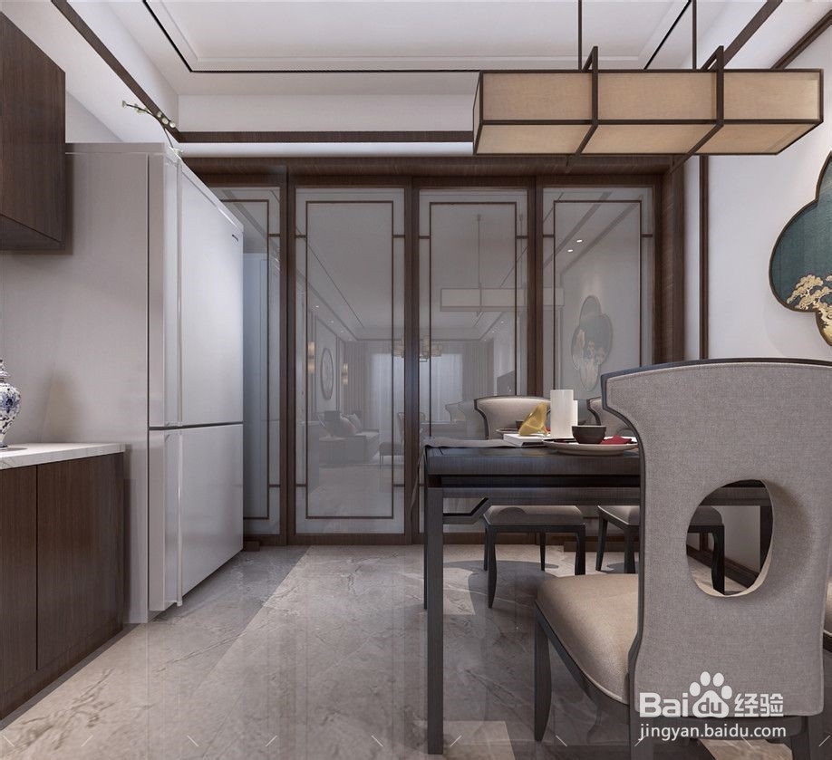 新中式风格三室两厅装修效果图