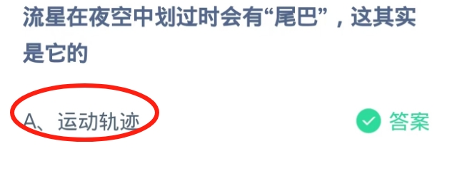 蚂蚁庄园2024.11.6：流星在夜空中尾巴