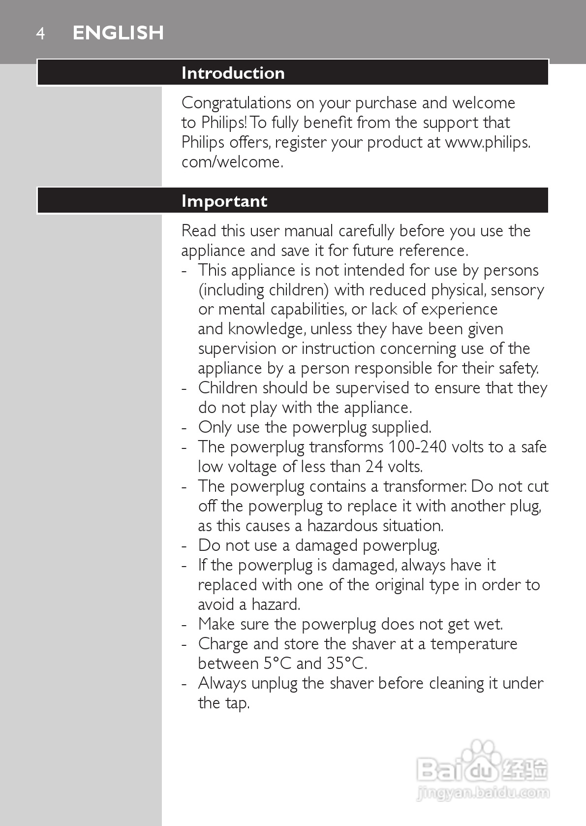 PHILIPS HQ7340剃须刀说明书:[1]