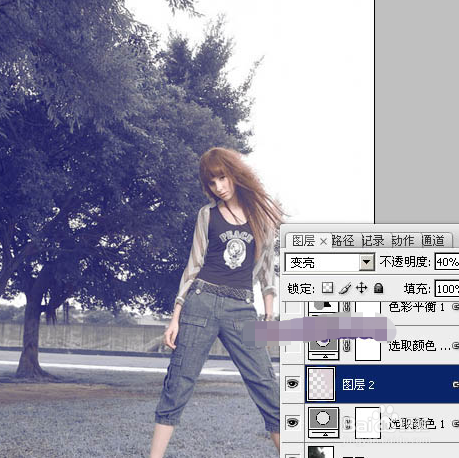 Photoshop给外景人物图片加上淡淡的中性紫色