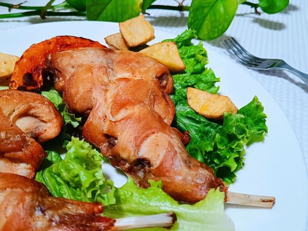 烤兔腿薯角美味cp