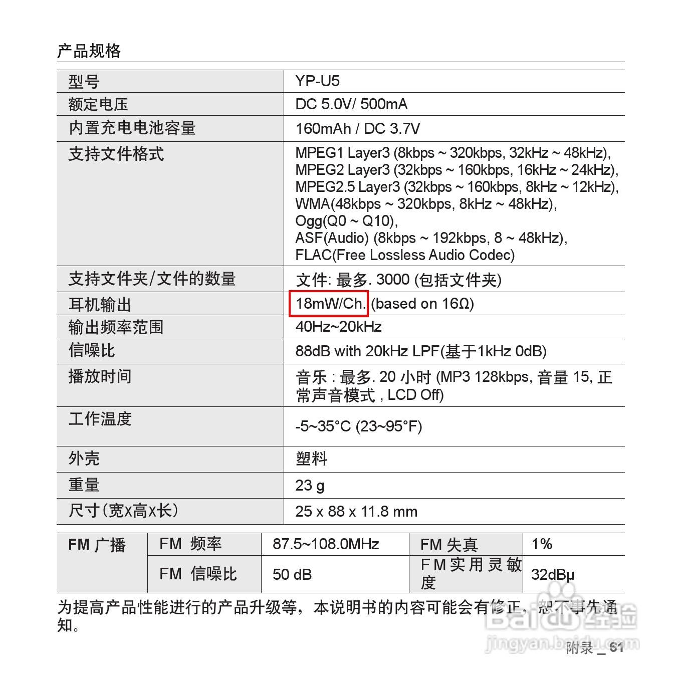 三星YP-U5QB MP3播放器使用说明书:[7]