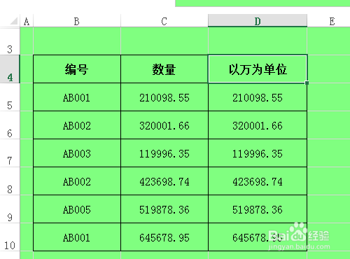怎样在EXCEL中批量显示以万为单位的数值