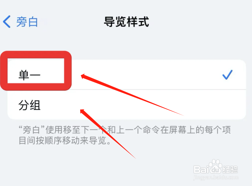苹果手机旁白如何设定单一导览样式