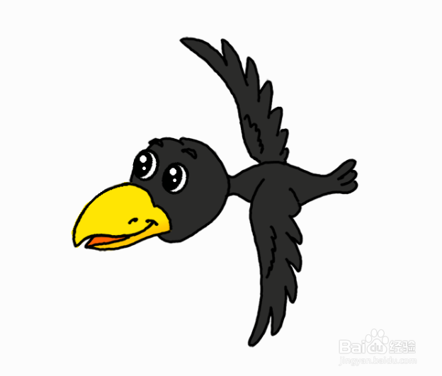 画一只飞翔的乌鸦图片