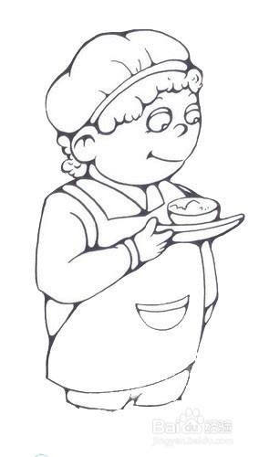 服务员的简笔画