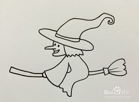 万圣节小魔女简笔画步骤教程