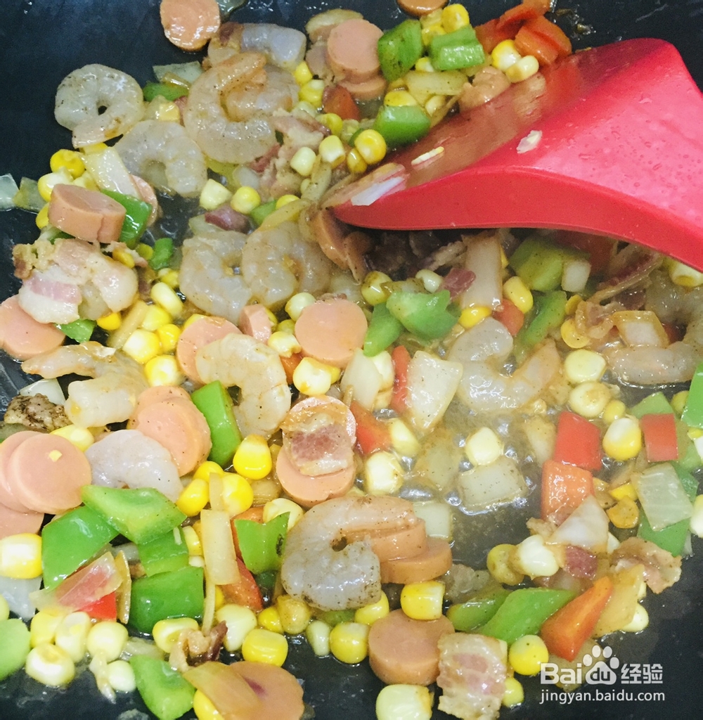 没基础也能做虾仁培根腿芝士焗饭