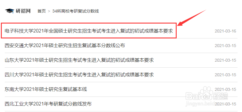 2021年电子科技大学考研复试线怎么查