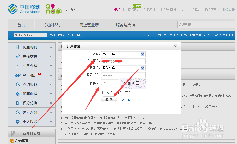 移动怎么查看通话详细单