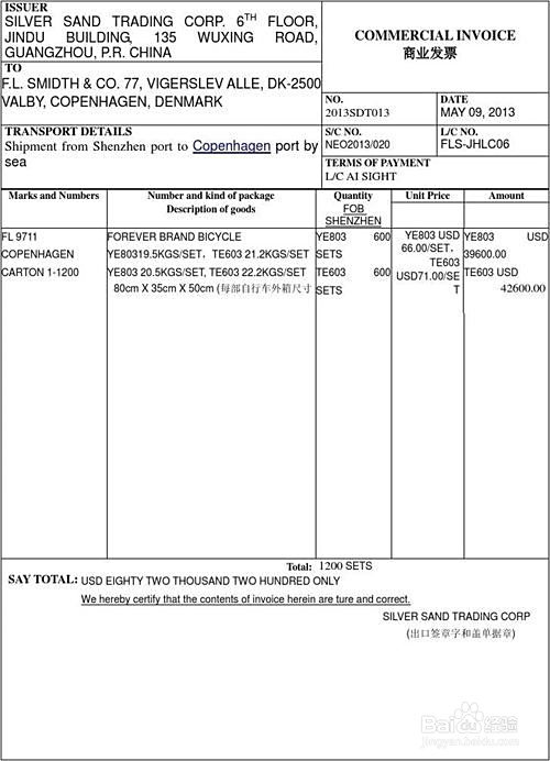 商业发票(commercial invoice)