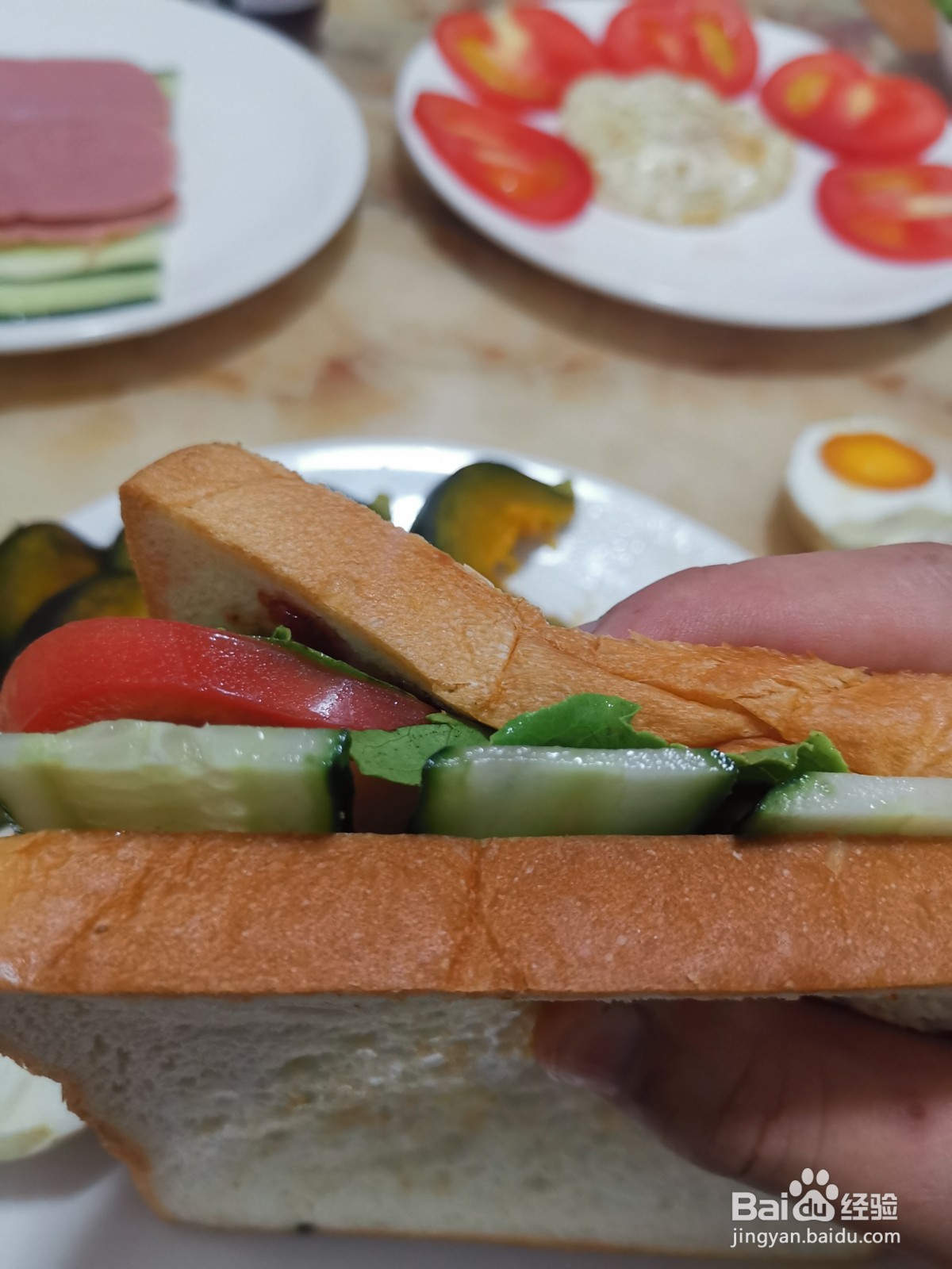 煎蛋火腿三明治