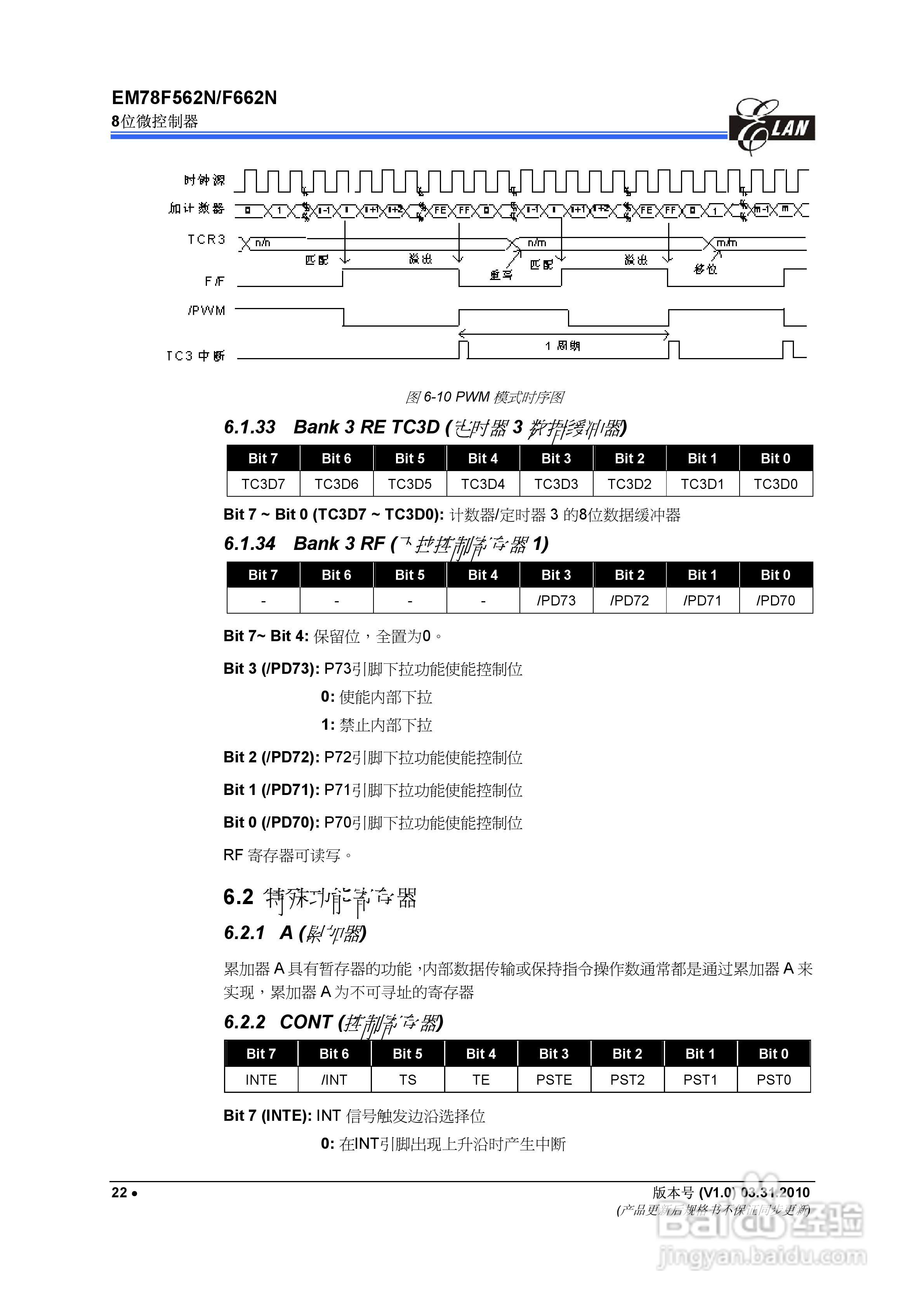 EM78F562N/F662N 8位微控制器说明书:[3]