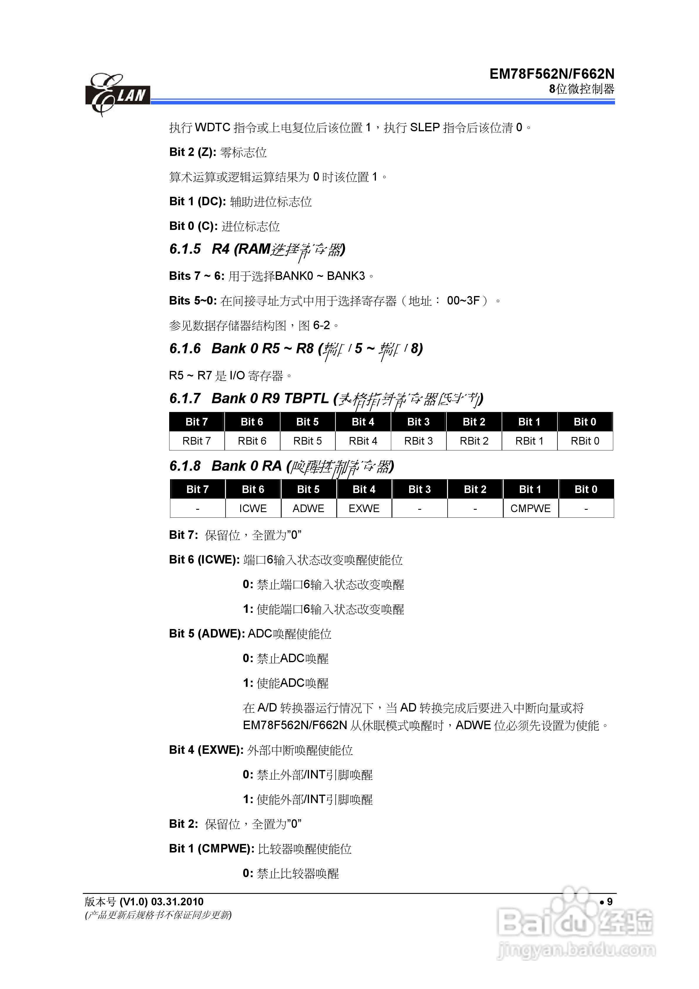 EM78F562N/F662N 8位微控制器说明书:[2]