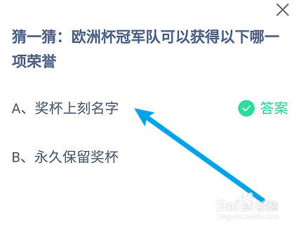 蚂蚁庄园答案欧洲杯冠军队可以获得哪一项荣誉