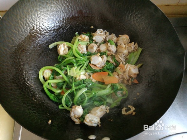 如何制作小白菜炒扇贝