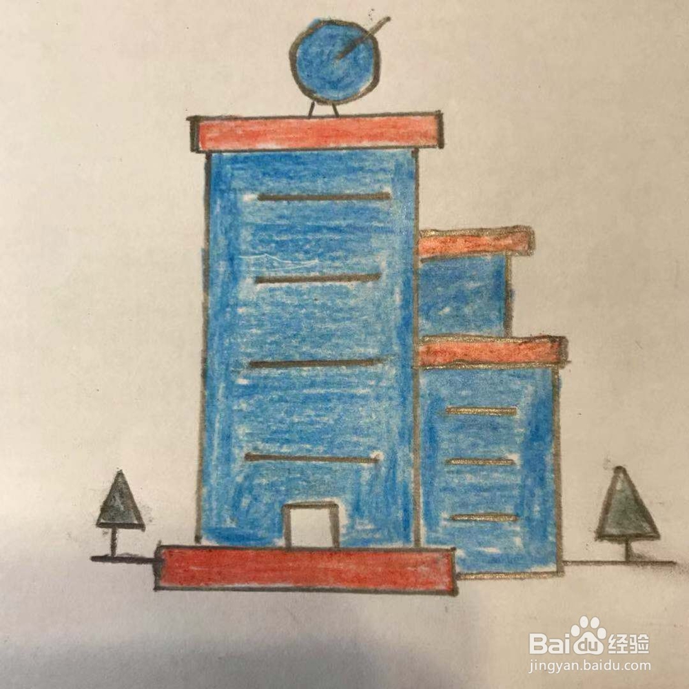 电视台大楼的简笔画的画法