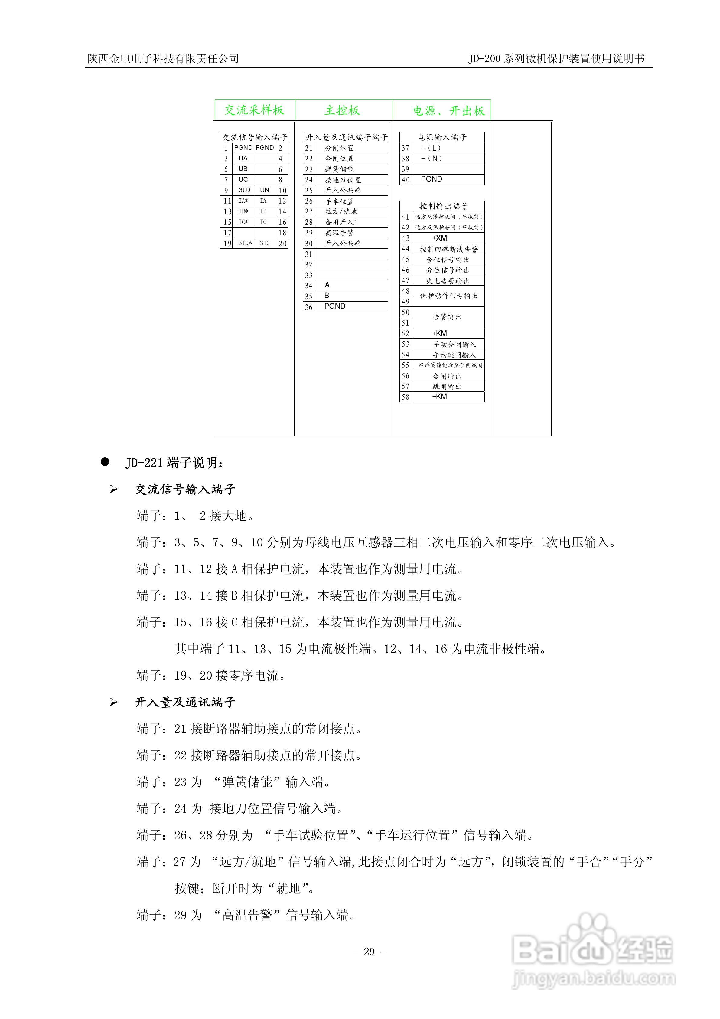 JD-211C微机保护装置使用说明书:[3]