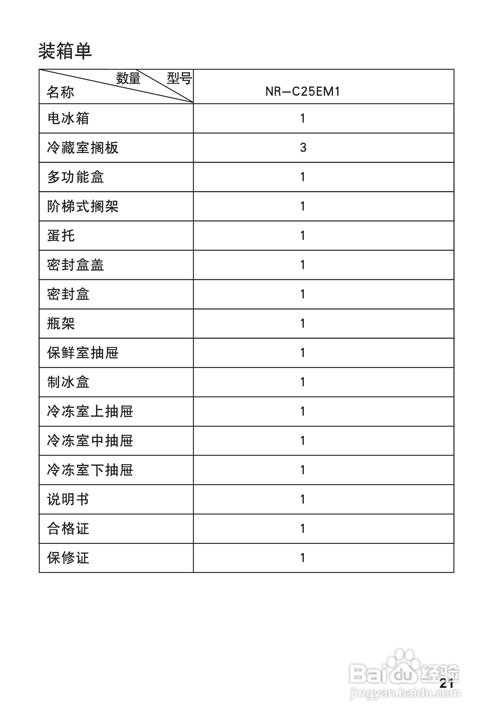 松下NR-C25EM1电冰箱使用说明书:[3]