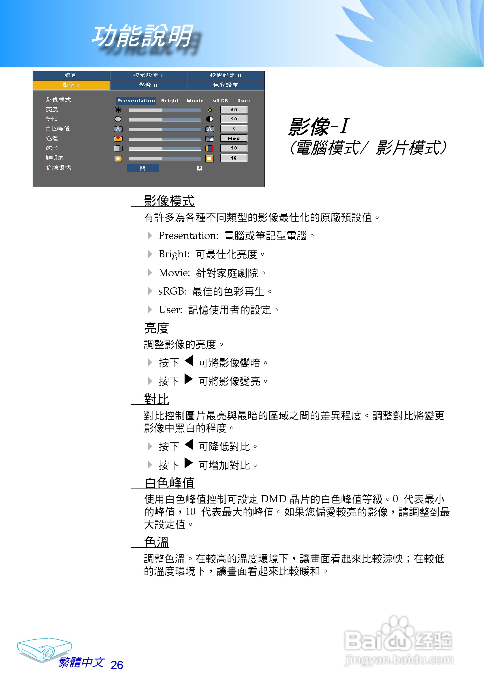奥图玛投影机EP709型说明书:[3]