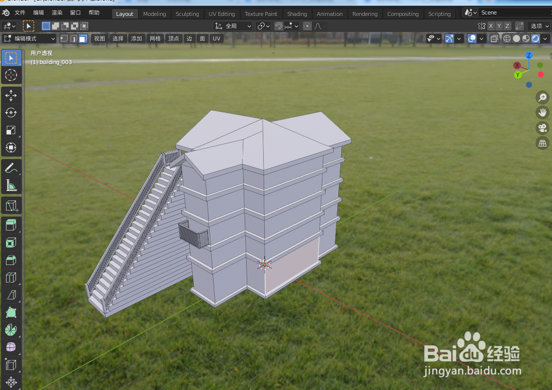 如何使用blender2.9给房子设计3个门模型