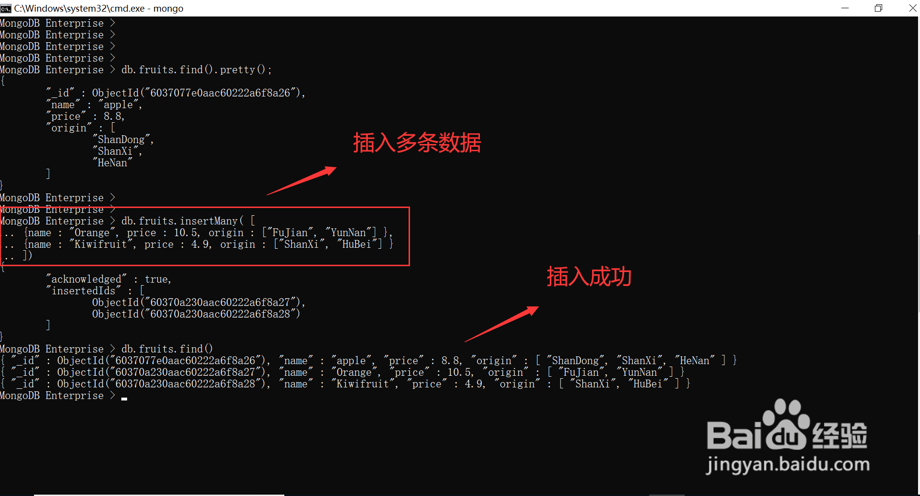 如何向MongoDB数据库集合中插入一条或多条数据