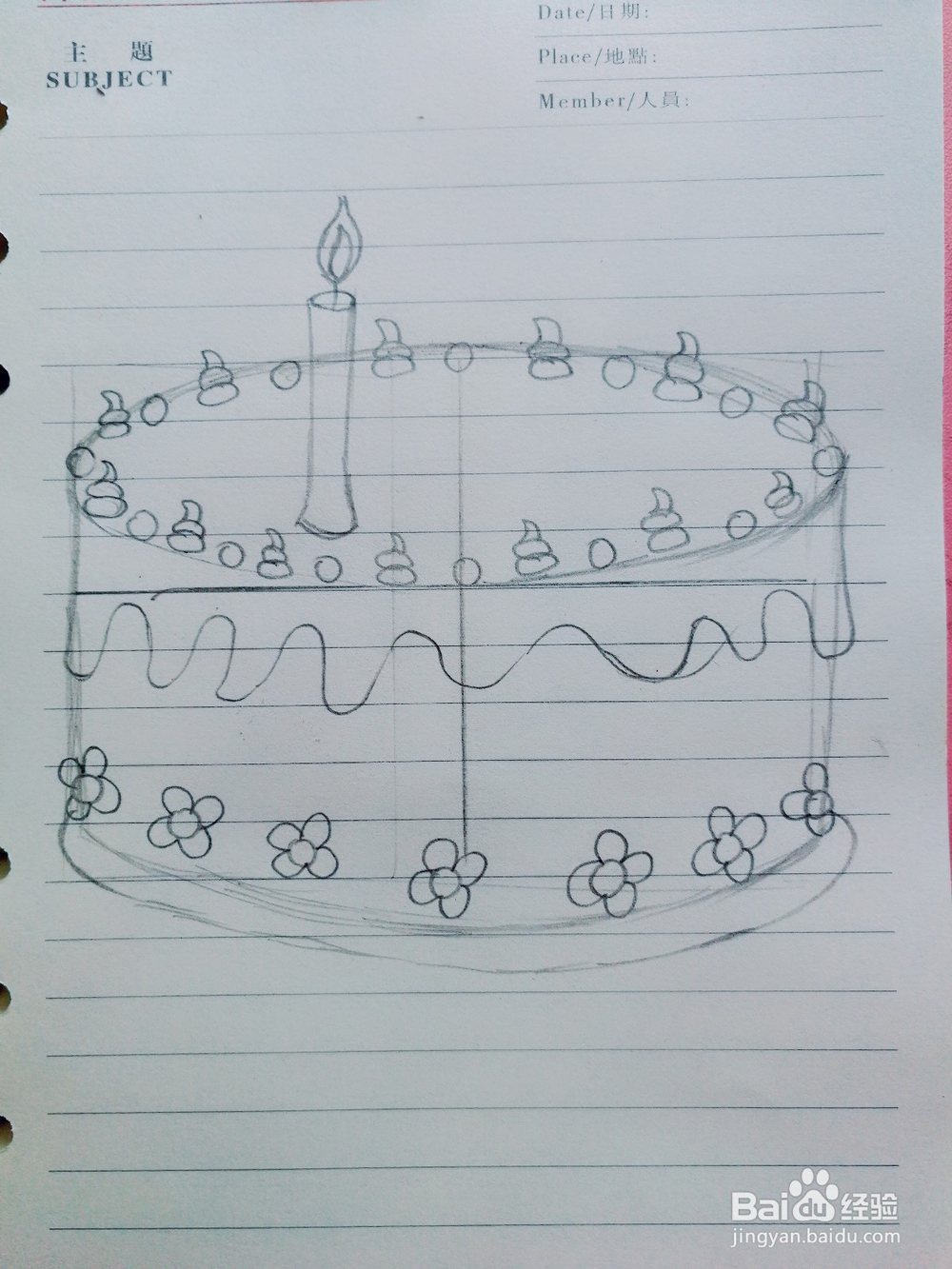 手绘生日蛋糕卡通绘本简笔画