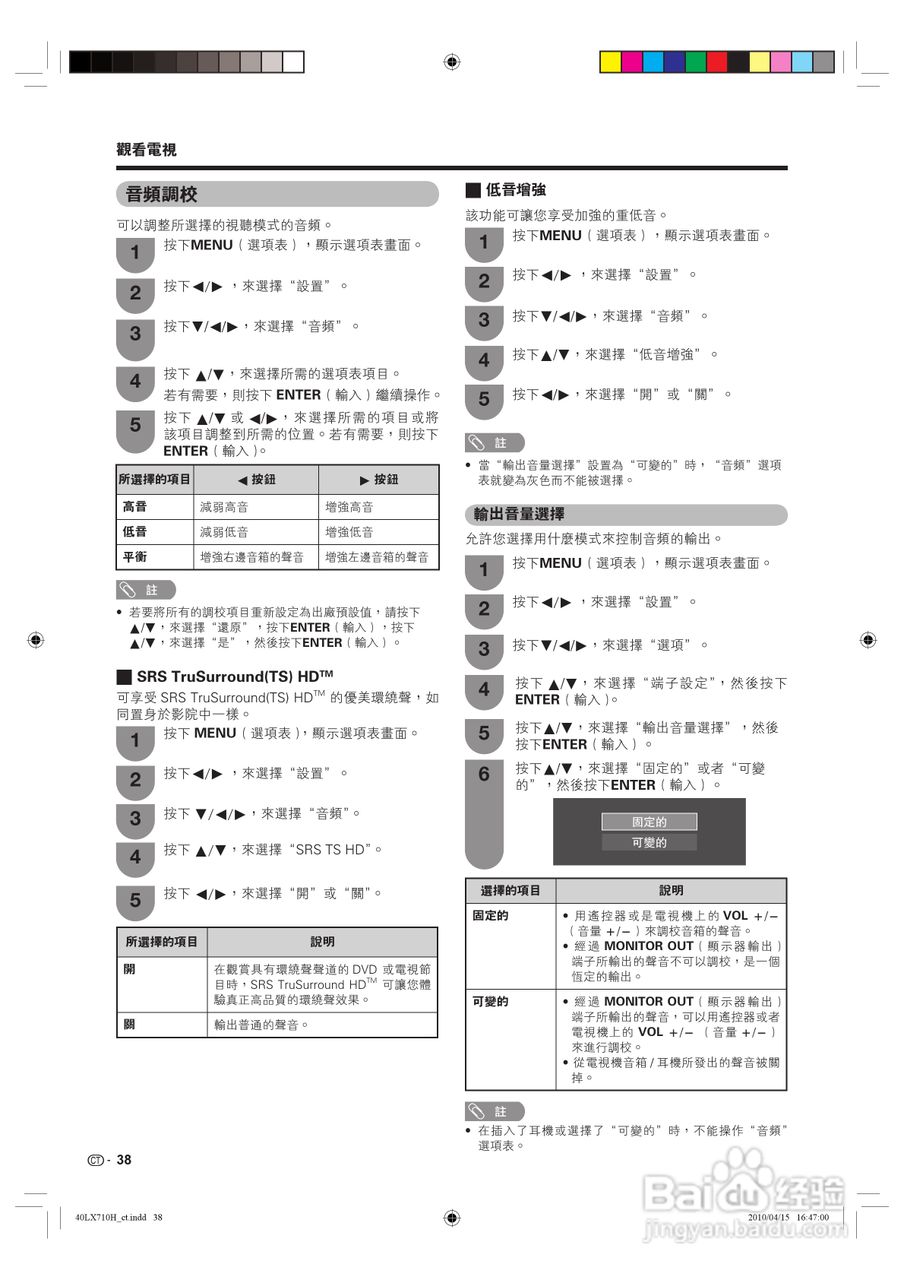 声宝LC-40LX710H型液晶电视机说明书:[4]