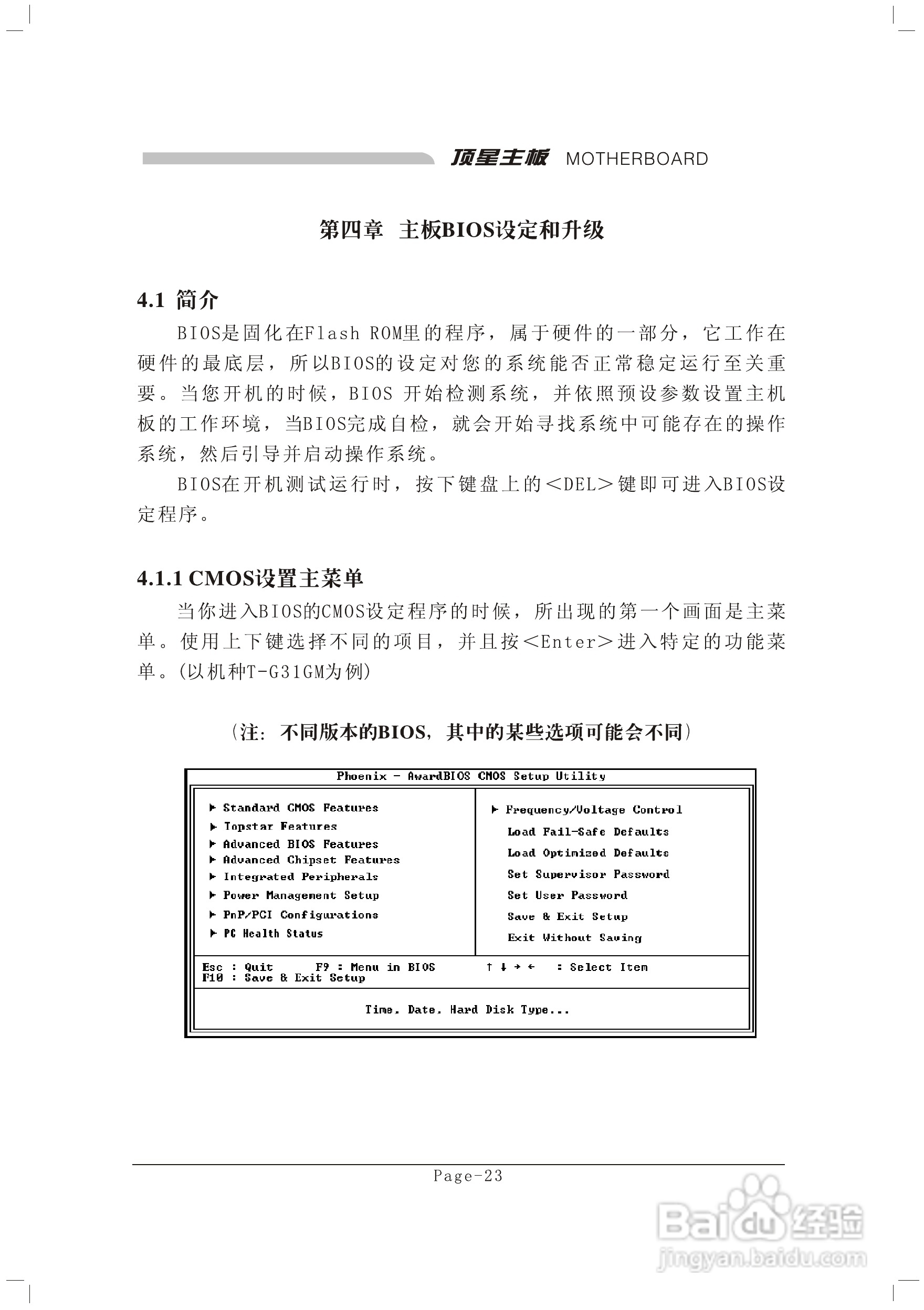 顶星F-G31M型主板说明书:[4]