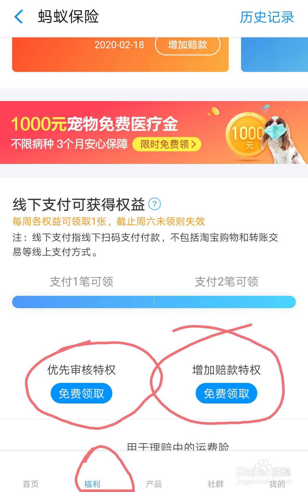 支付宝中怎样领取运费险权益卡