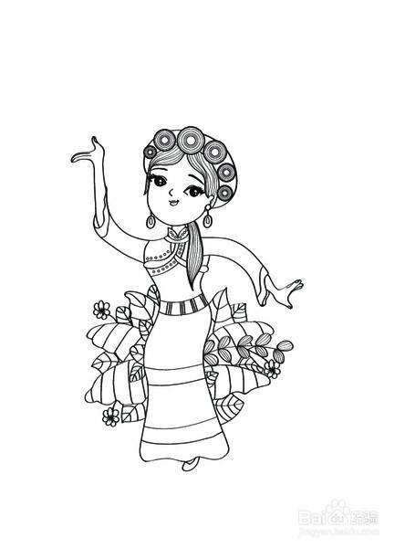 纳西族少女的画法