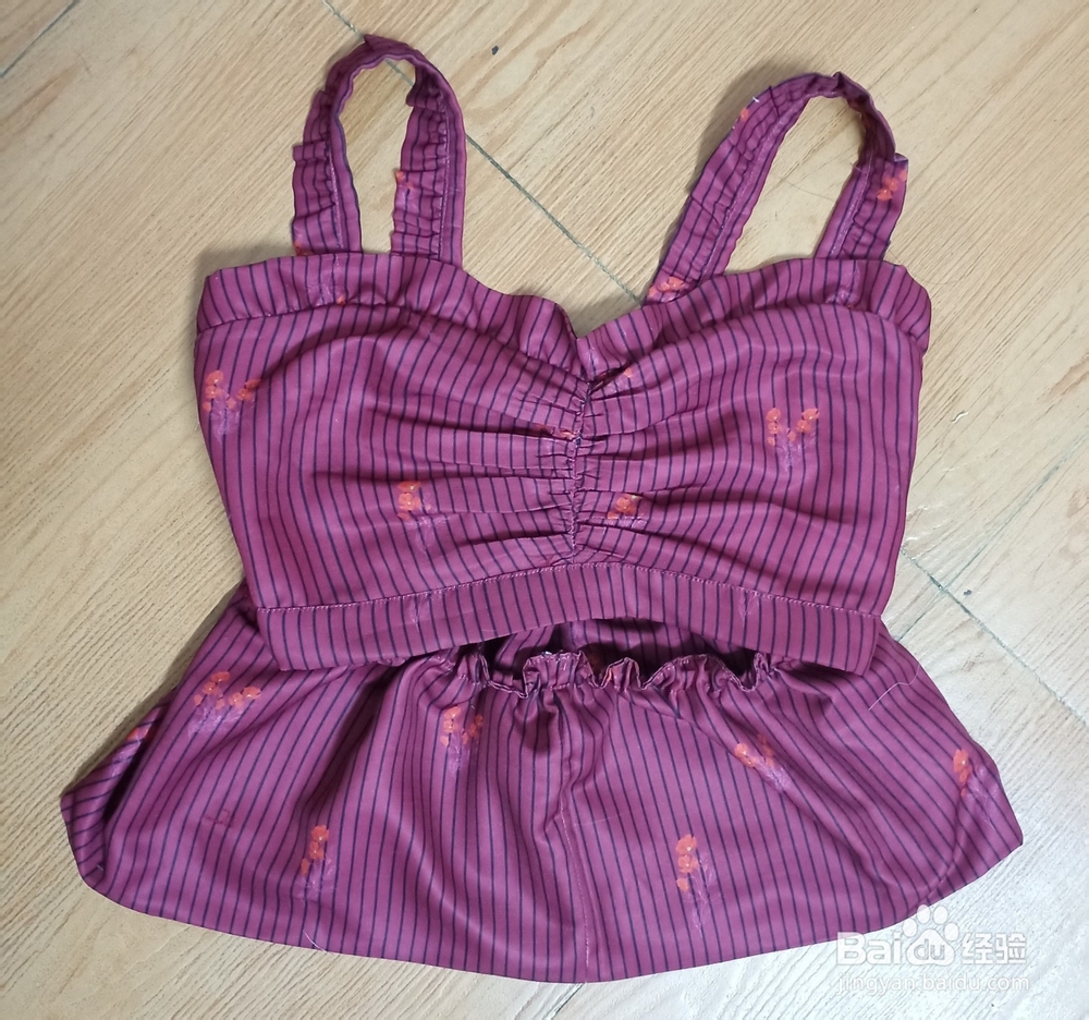 程太太做手工之——如何制作红色露胃吊带小背心